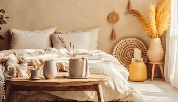 Obraz Elegant boho bedroom interior