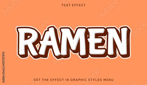 Fototapeta Ramen editable text effect with 3d style. Text emblem for advertising, branding, business logo