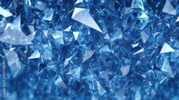 Obraz blue triangular abstract background in ice crystal made with Generative AI