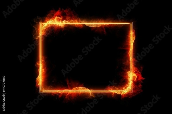 Fototapeta Rectangle fire frame simple. Generate Ai
