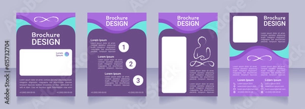 Obraz Harmony from meditation dark blank brochure design. Template set with copy space for text. Premade corporate reports collection. Editable 4 paper pages. Roboto Light, Medium, Itim Regular fonts used