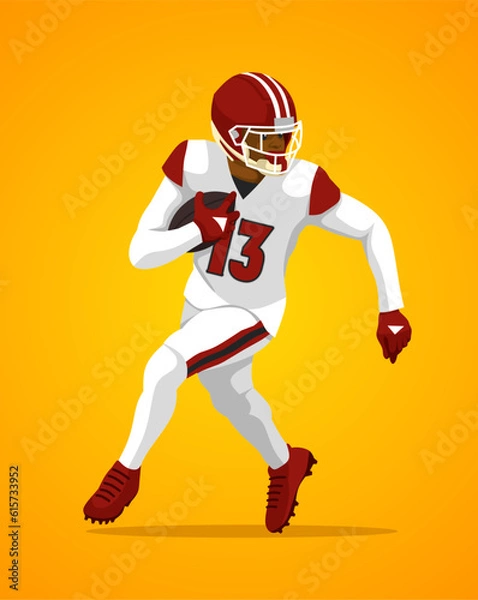 Fototapeta   American football character flat design. Vector illustration. Cartoon male character isolated on gradations background. 