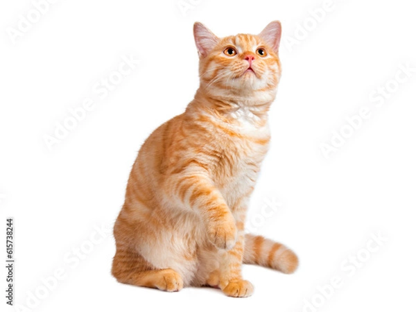 Fototapeta Beautiful cute orange cat isolated on white background. File contains clipping path so easy to work.