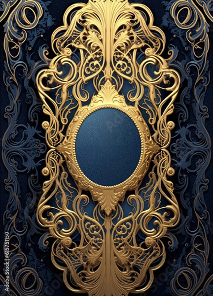 Fototapeta Ornate Gold Book Cover Design 5x7 inches Created with Generative AI Tools
