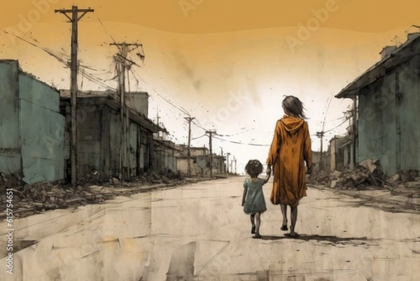 Obraz A mother and daughter on an ordinary day