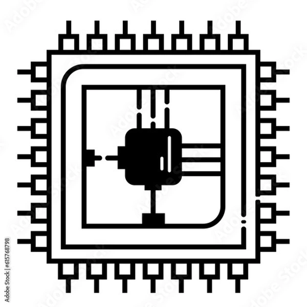 Fototapeta Microprocessor chip icon.