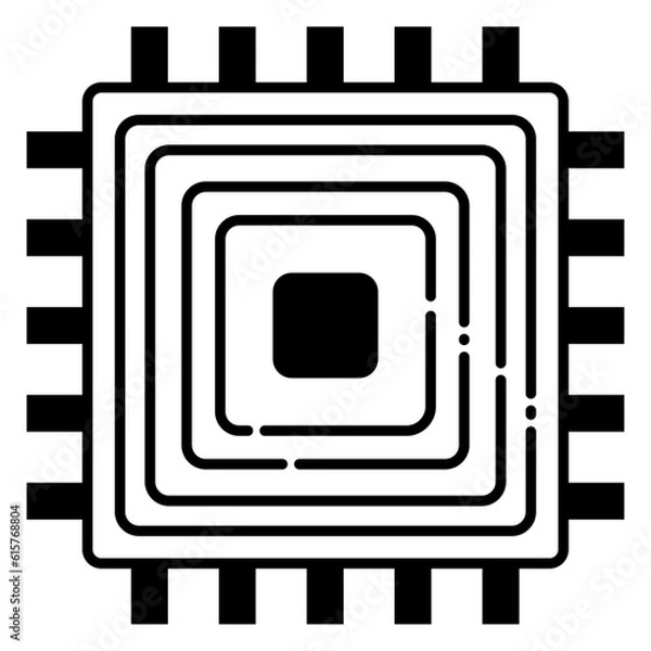 Obraz Circuit board icon isolated on white background. Black and white vector illustration.