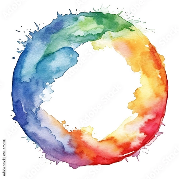 Fototapeta Watercolor spot, rainbow circle. On a transparent background