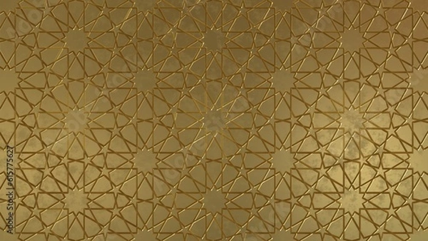 Obraz Seamless tileable gold Islamic pattern, dodecagon rosette, geometrical pattern, background, wallpaper