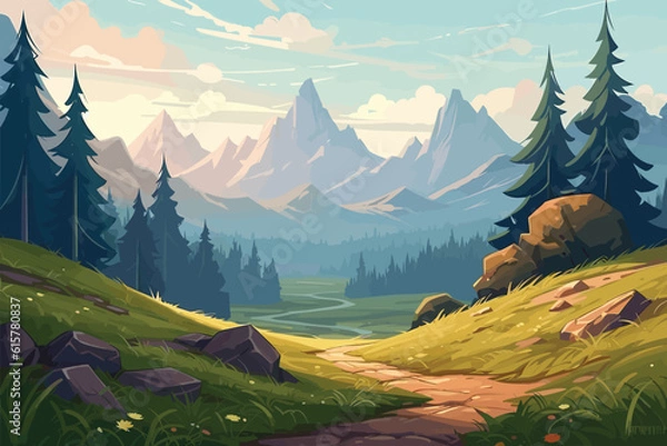 Obraz Krajobraz górski z górami i chmurami