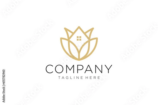 Fototapeta Creative flower and real estate logo design template