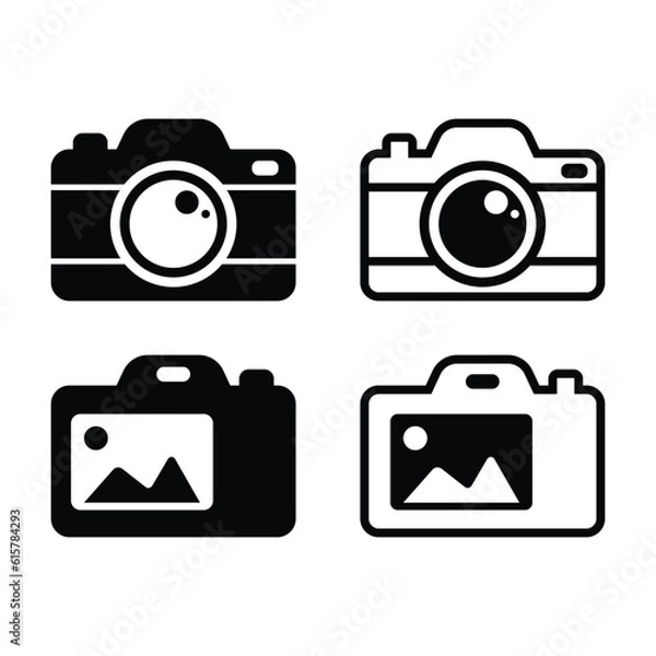 Fototapeta A set of camera icons on a white background. 