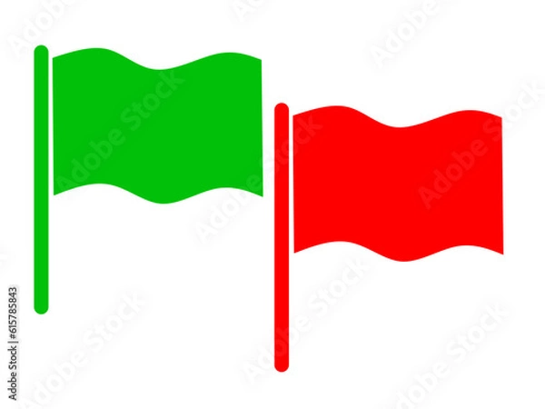 Fototapeta green and red waving flag icon.vector green flag and red flag