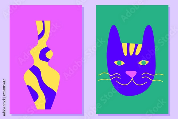 Fototapeta Abstract Application Kid Craft Illustration Funny Groovy Poster Pattern Background Colorful Positive Set 