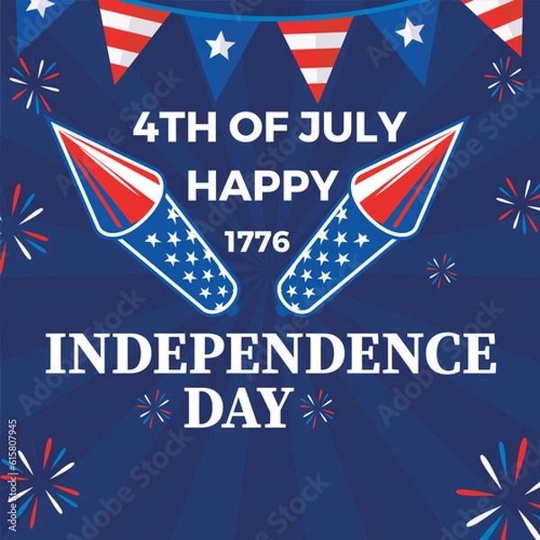 Fototapeta vector flat 4th of July independence day  illustration design