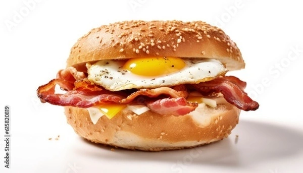 Obraz A bagel with bacon and egg