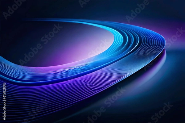 Obraz wave abstact vector dark blue background. Technology composition. Blue and purple particles wave surface on black background. Abstract technology or science for making scenes AI generated