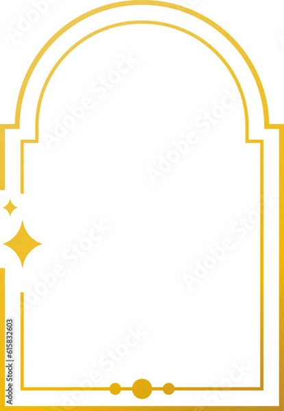 Fototapeta Oriental style arabic gold border, frame. Linear style Islamic window, door in boho style. Arabic minimal shape arch. Golden Design element for design. Ramadan kareem