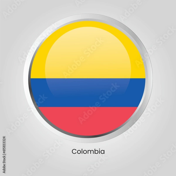 Obraz vector button flag of Colombia State of South America on round frame