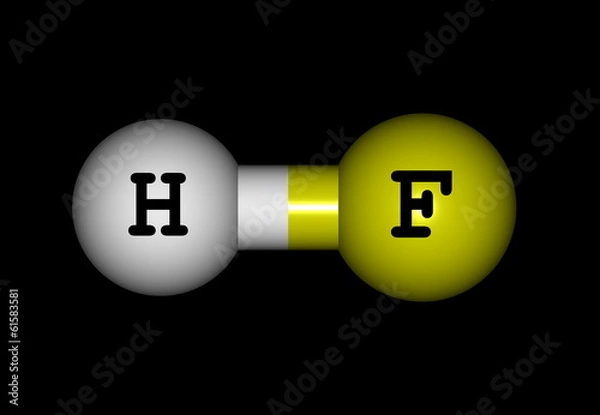 Fototapeta Hydrogen fluoride molecular structure on black background
