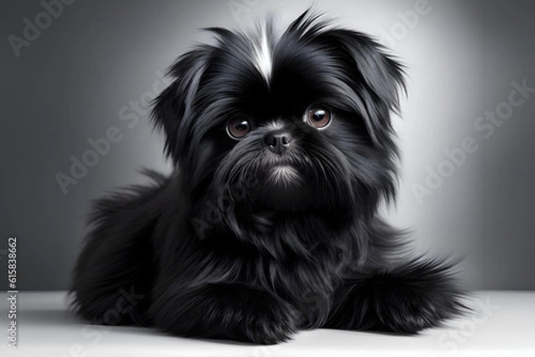 Obraz dog beautiful cute yorkshire terrier sitting black fur puppy, generative ai