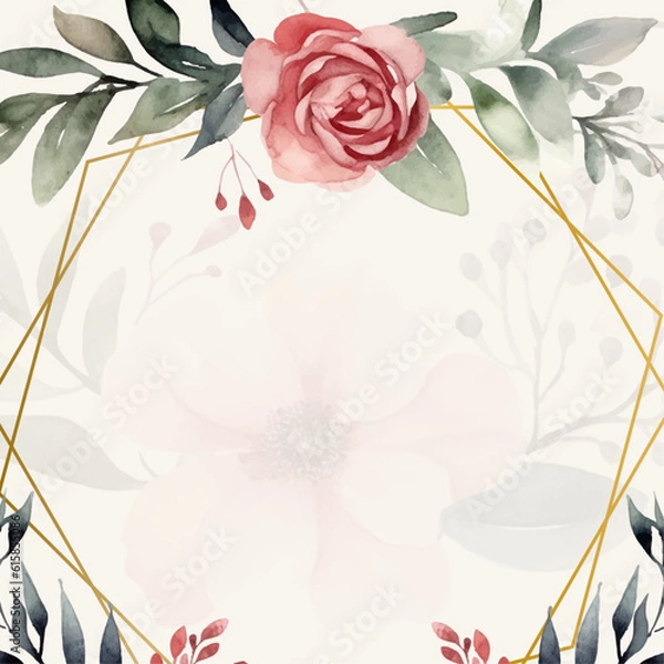 Fototapeta colorful coloutful floral flower vector elegant leaves wedding invitation card template watercolor