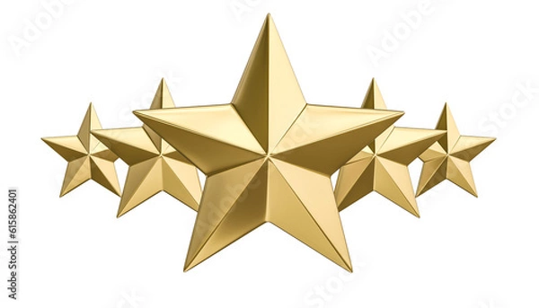 Obraz five stars gold 3d render