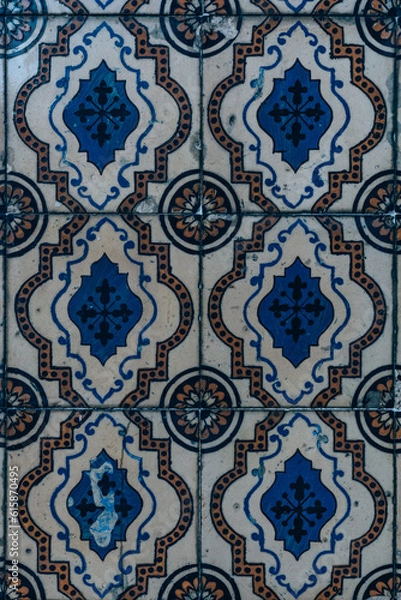Fototapeta A blue and withe tile pattern of Oporto, Portugal