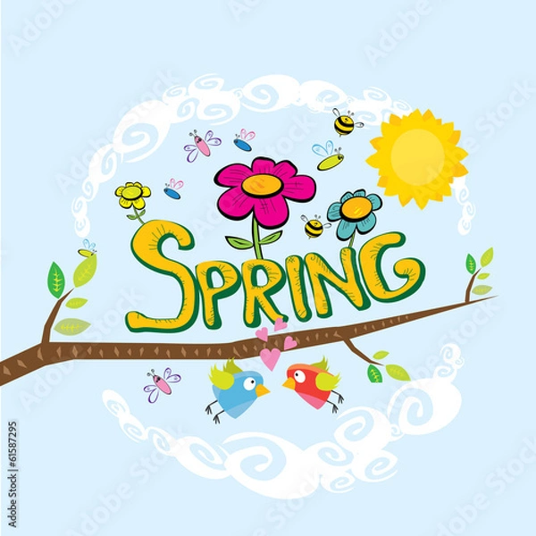 Fototapeta vector spring landscape illustration