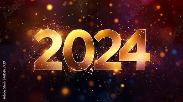 Fototapeta Frohes Neues Jahr, Feiern, Silvester, Sylvester, 2024 Farben, Hintergrund. Karte Design. Glitter Licht, Luxus, Premium, generative AI