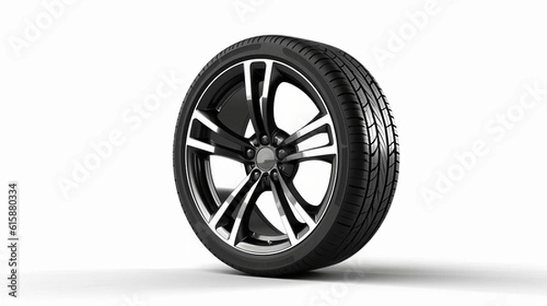 Fototapeta Car wheel isolated on white background. Generative AI.