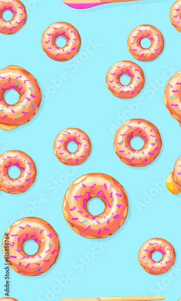 Fototapeta Donuts pattern created with generative AI