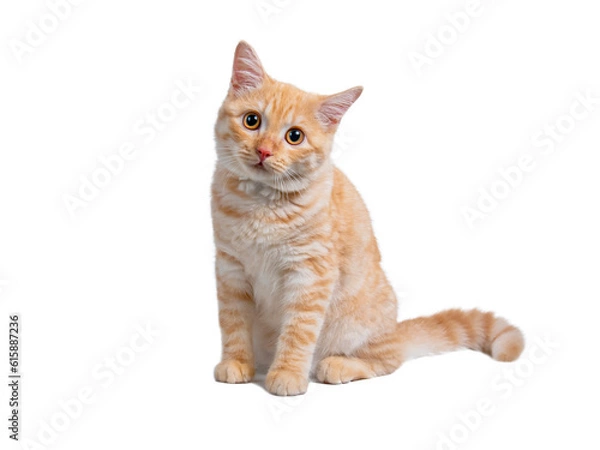Fototapeta Beautiful cute orange cat isolated on white background. File contains clipping path so easy to work.