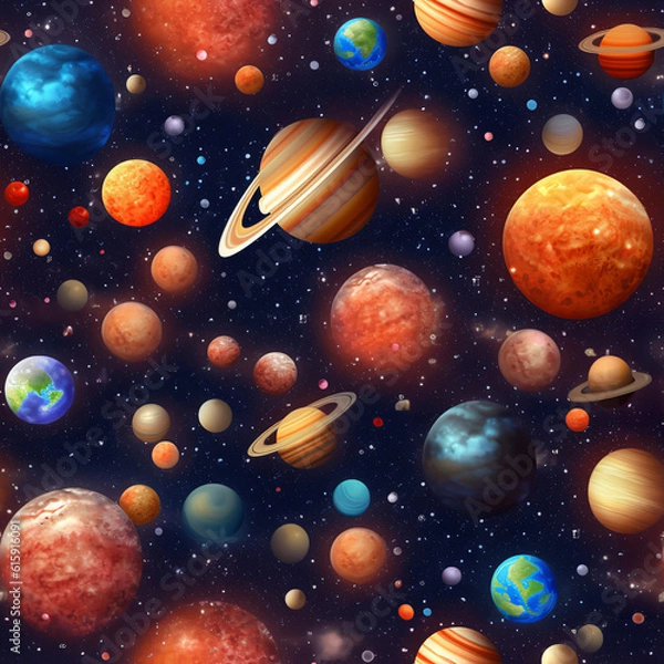 Fototapeta planet solar system texture tile pattern galaxy stars ai gen