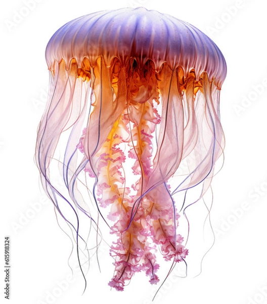 Fototapeta Jellyfish isolated on the transparent background PNG. AI generative.