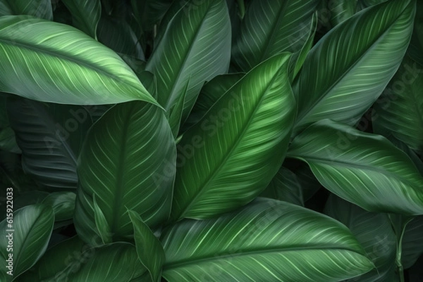 Fototapeta Tropical leaves texture,Abstract nature leaf green texture background,picture can used wallpaper desktop. Generative AI