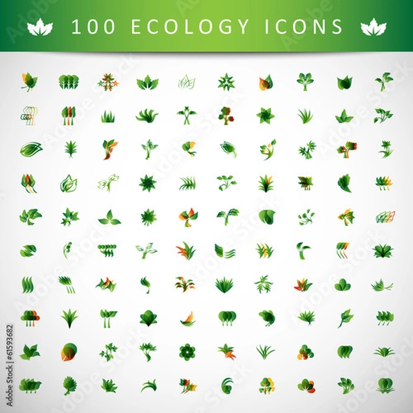Fototapeta Ecology Icons Set - Isolated On Gray Background
