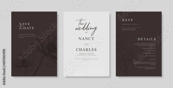Obraz Simple and minimalist wedding card template. trendy modern wedding invitation template. beautiful wedding card template