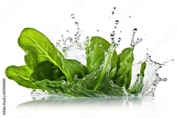 Fototapeta water splash with green Collard isolated created with Generative AI technology