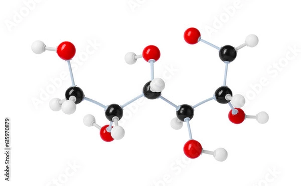 Fototapeta Molecule of glucose on light grey background. Chemical model