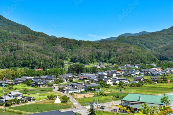 Obraz 筑北村　日本の田舎風景