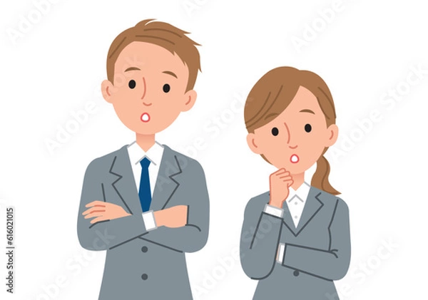 Fototapeta 悩んでいるビジネスパーソン（男女）
