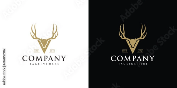 Fototapeta initial letter V vector icon logo with deer head design