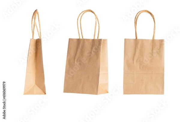 Fototapeta Paper bag from different sides on a transparent background.