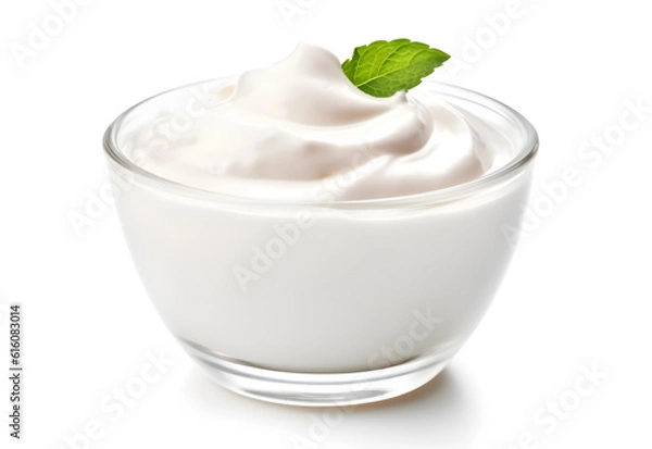 Obraz yogurt on white background