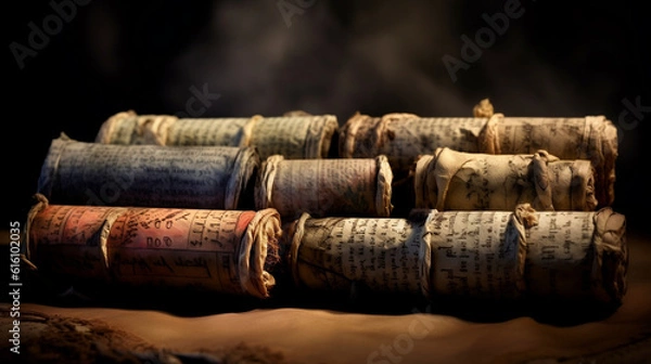 Fototapeta old scrolls, AI-generated