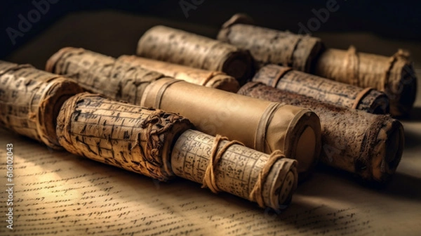 Fototapeta old scrolls, AI-generated