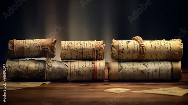 Fototapeta old scrolls, AI-generated