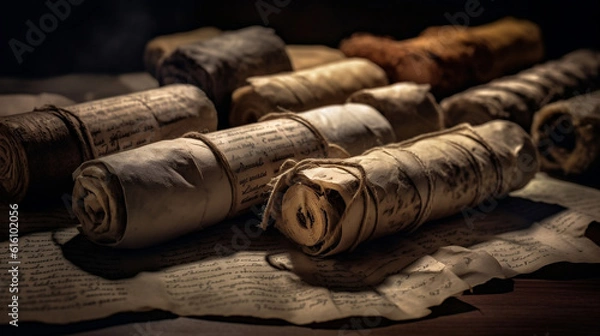 Fototapeta old scrolls, AI-generated
