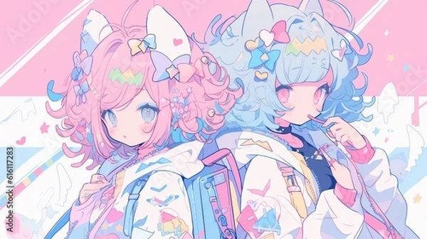 Obraz Cute Anime Girl Illustration. Generative AI.